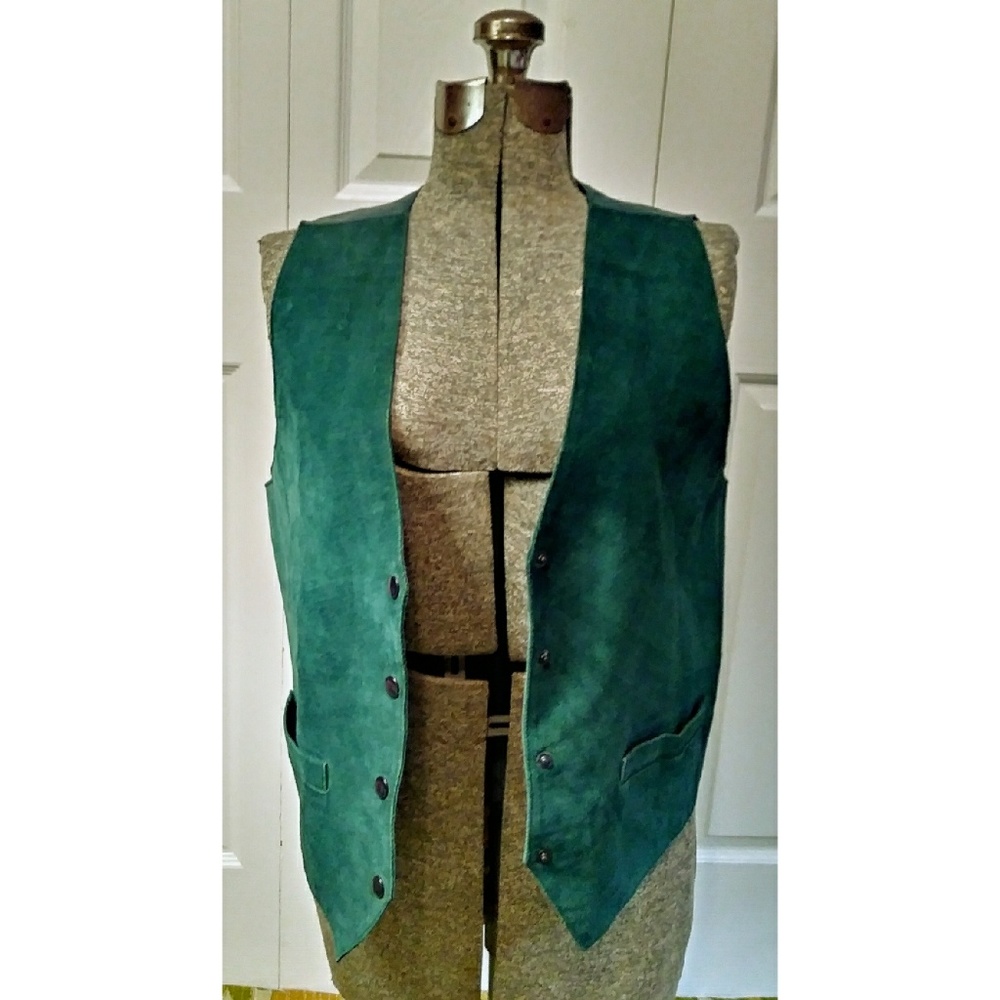 Green Suede Leather Vest